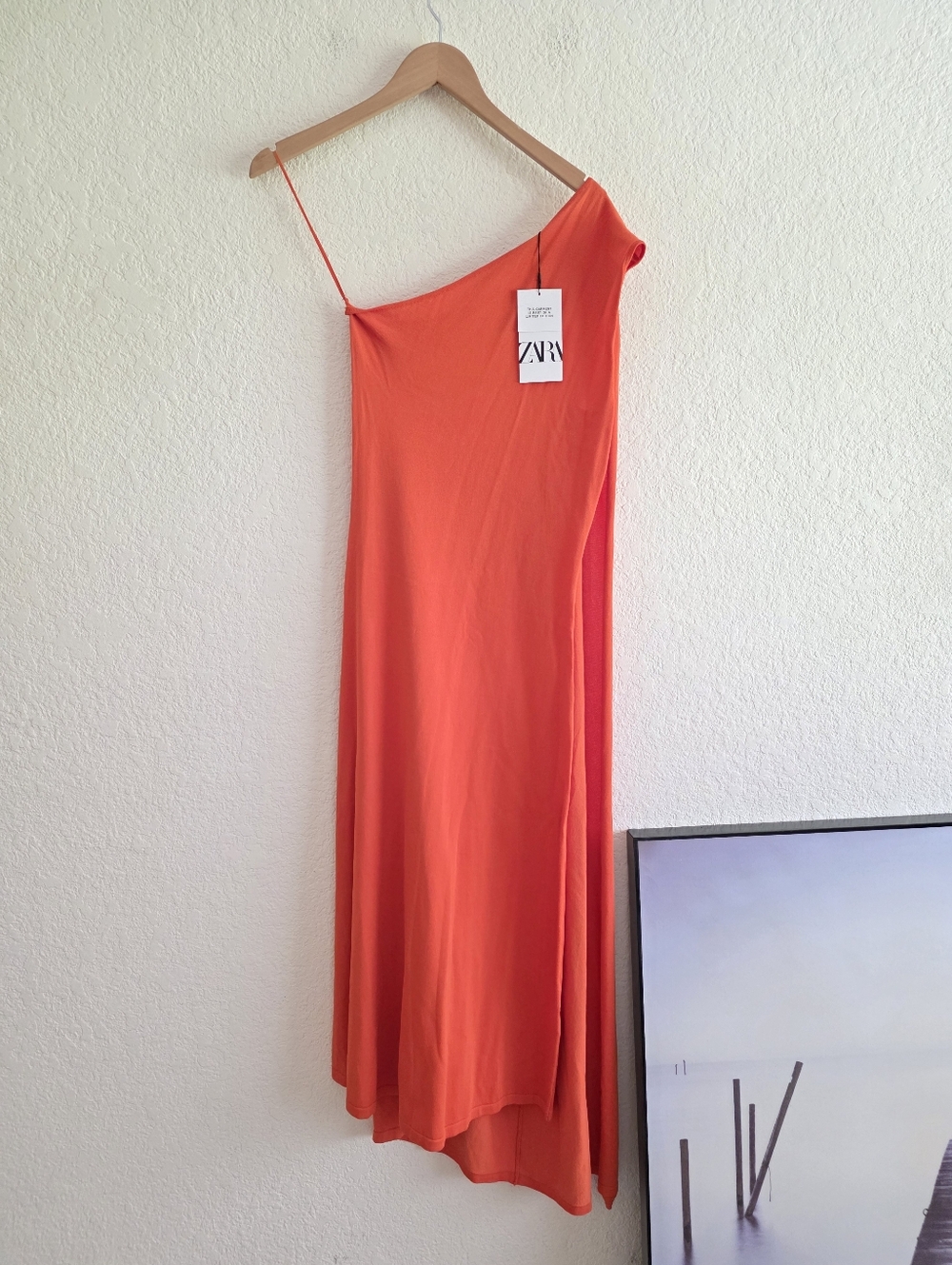 ZARA LONG KNIT CAPE DRESS ORANGE SIZE M - Picture 15 of 15